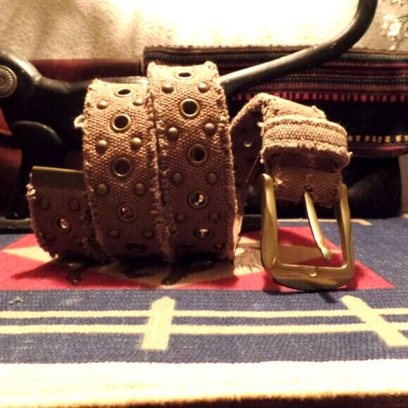 Free People Thick Cloth Belt with Grommets & Studs M/L - Picture 2 of 6